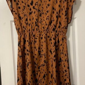 Burnt Orange and Black Print Dress